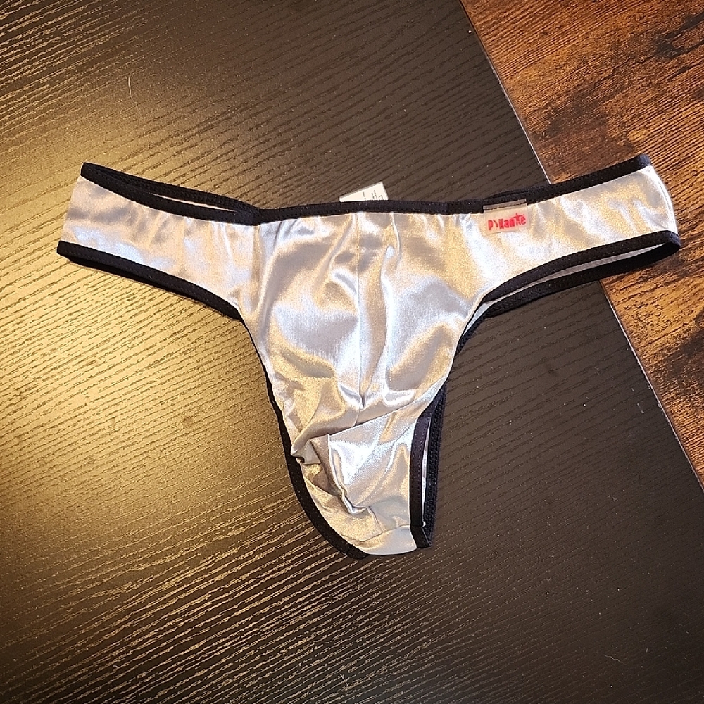 Pikante Silver and Black Thong
